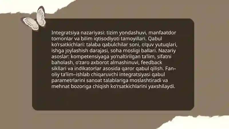 Fan,oliy ta‘lim va ishlab chiqaruvchilar integratsiyasiningqabul ko‘rsatkichlardagi o‘rni 3