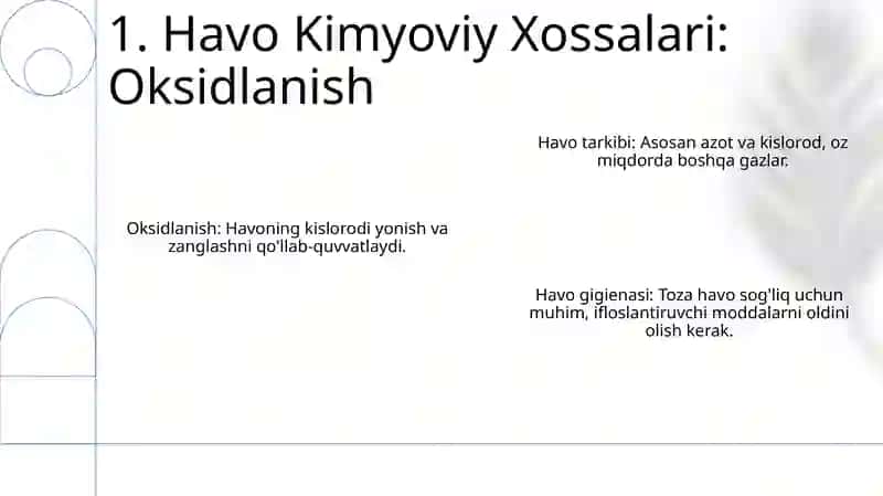 Havo gigiyenasi, havoning tarkibi, fizik va kimyoviy hususiyatlari 3