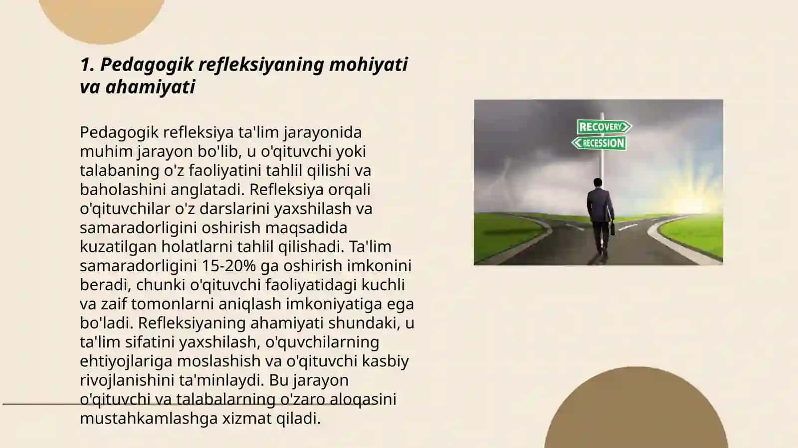 O’qituvchining kasbiy pedagogik refleksiya asosida o’z pedagogik mahorati imkoniyatlarini takomillashtirishi 3