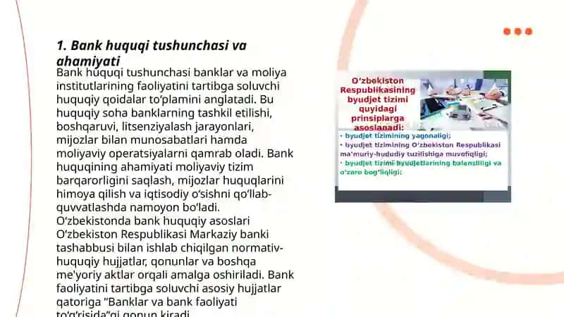 Bank huquqi tushunchasi, predmeti va tizimi 3