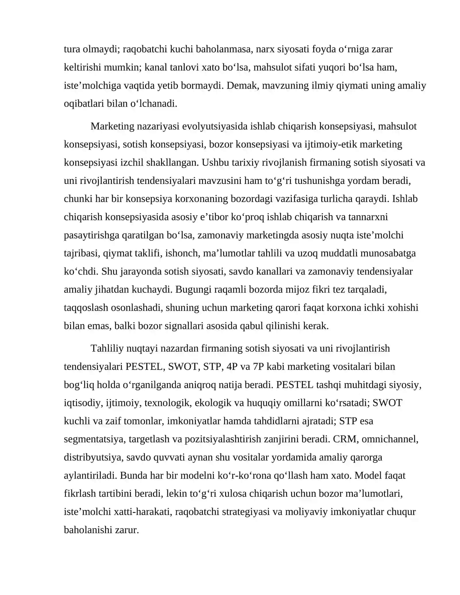 Firmaning sotish siyosati va uni rivojlantirish tendensiyalari 3