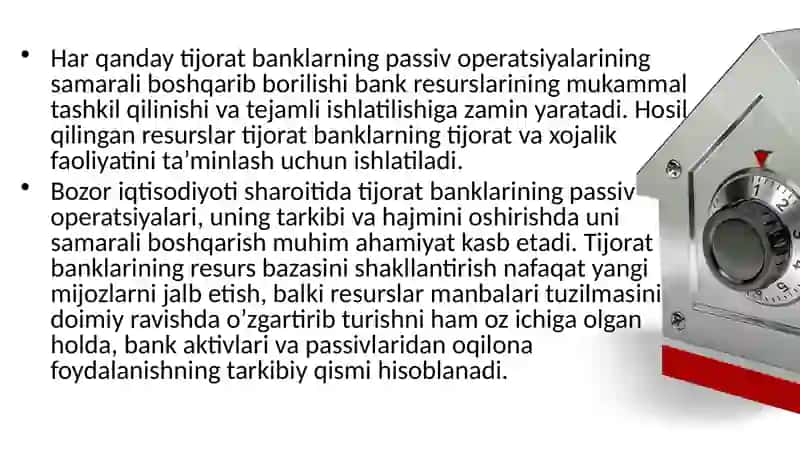 Tijoratbanklarining passiv operatsiyalari 3