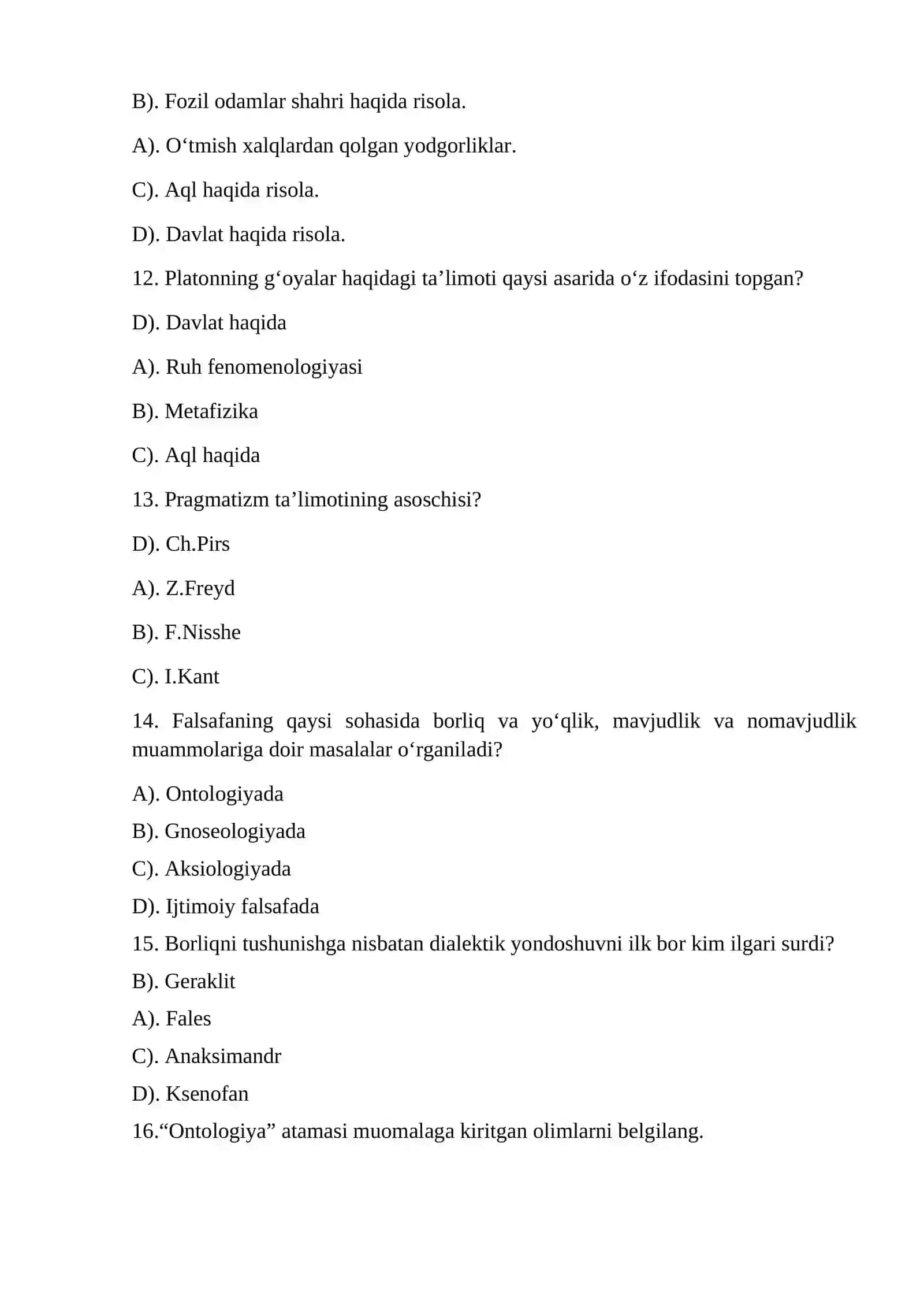 Falsafa test 3