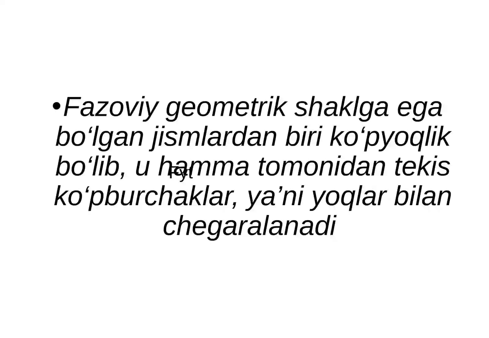 Ko`p yoqlilar ularning turlari kesimlarini tasvirlashga oid masalalar yechish 3