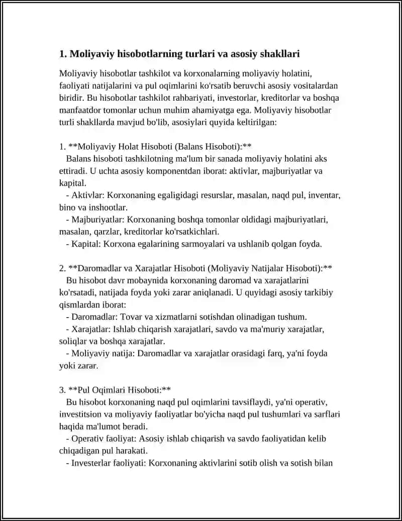 Moliyaviy Hisobotlarni Tuzish Shakllari va Ularga Qo'yiladigan Talablar 3