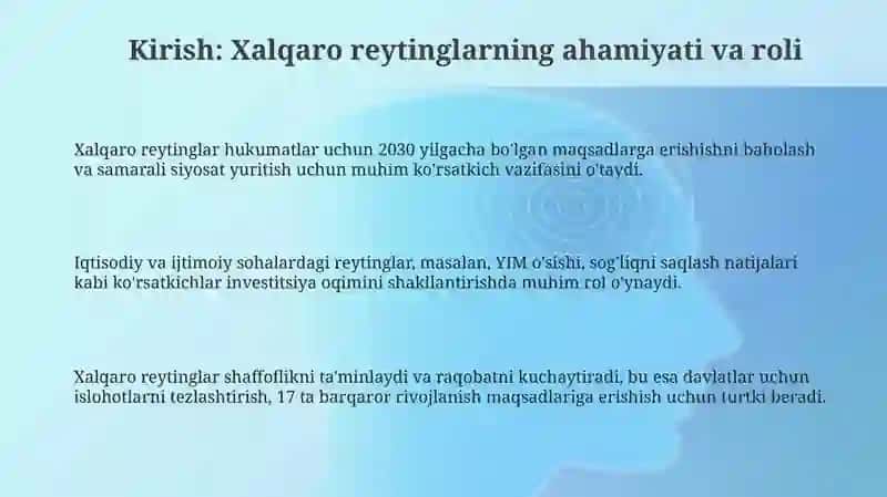 Iqtisodiy va ijtimoiy sohadagi ustuvor xalqaro reytinglar 3