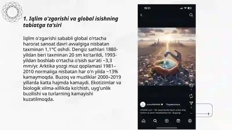 Ekologik muammolar. Iqlim òzgarishining tabiatga tasiri 3