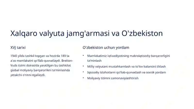 Xalqaro moliya institutlarining O'zbekistondagi loyihalari 3