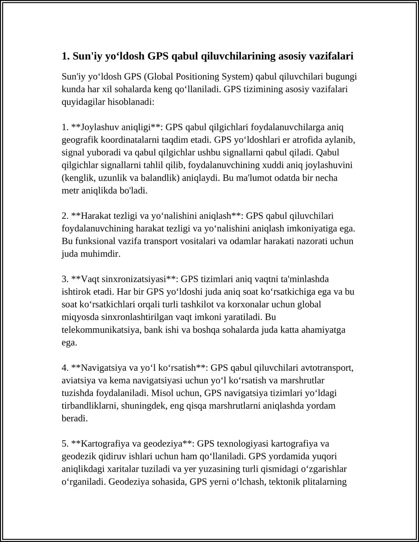 SUN'IY YO'LDOSH GPS PIRYOMNIKLAR 3