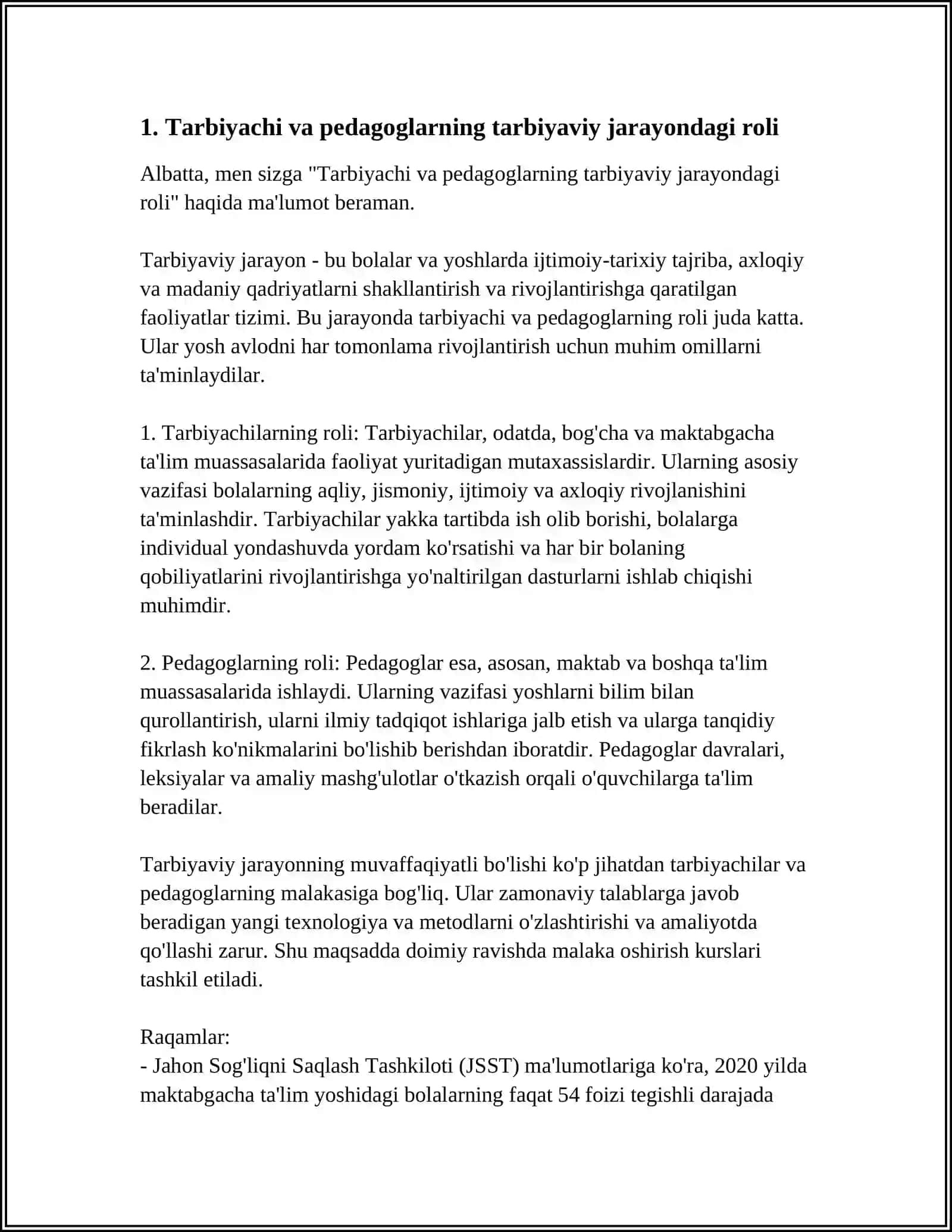 TARBIYACHI VA PEDAGOGLARNING JAMYATDA TUTGAN O'RNI 3
