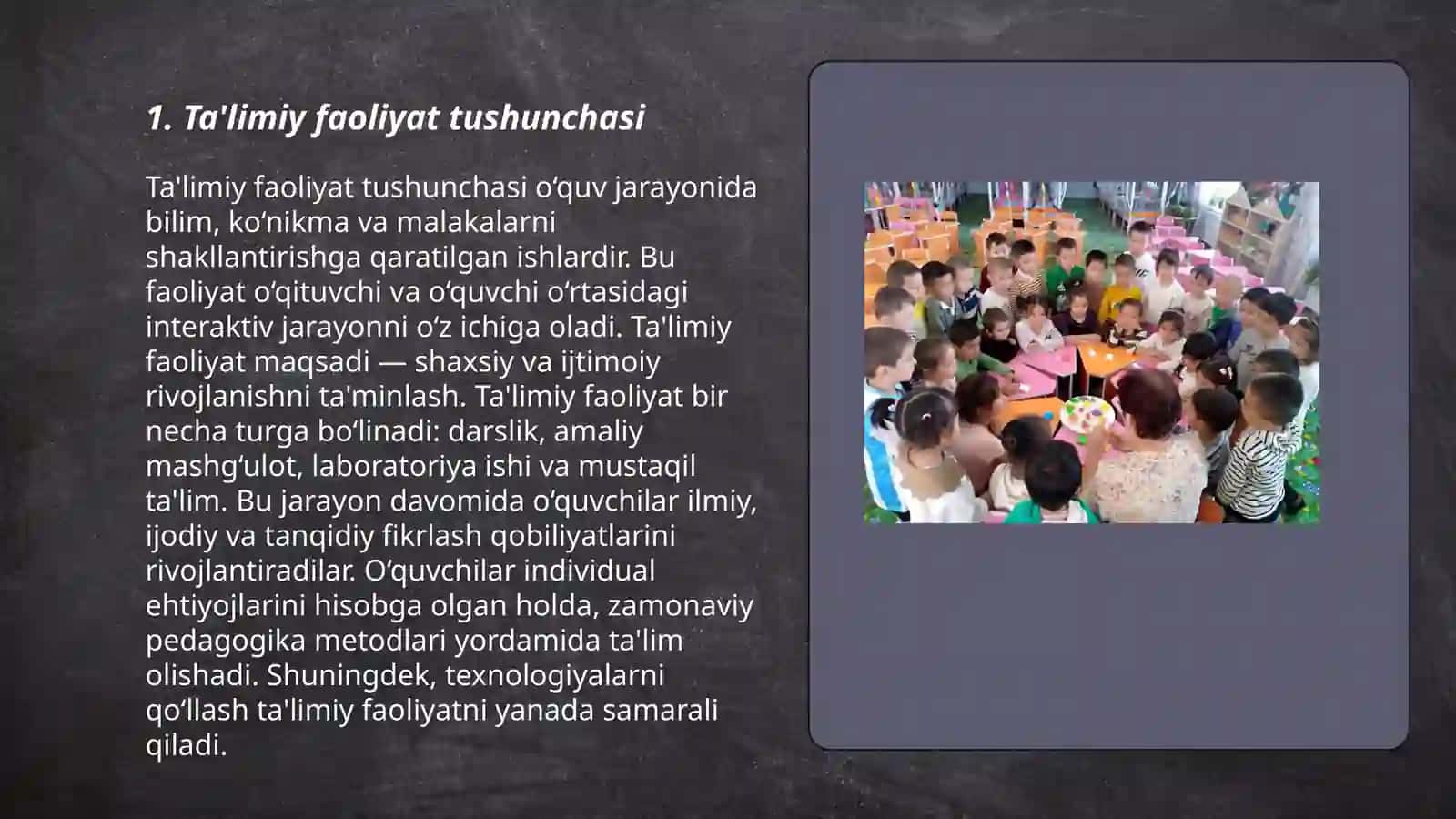 Ilk qadam dasturining ta'limiy faoliyatni tashkil etish va talablarni aniqlash 3