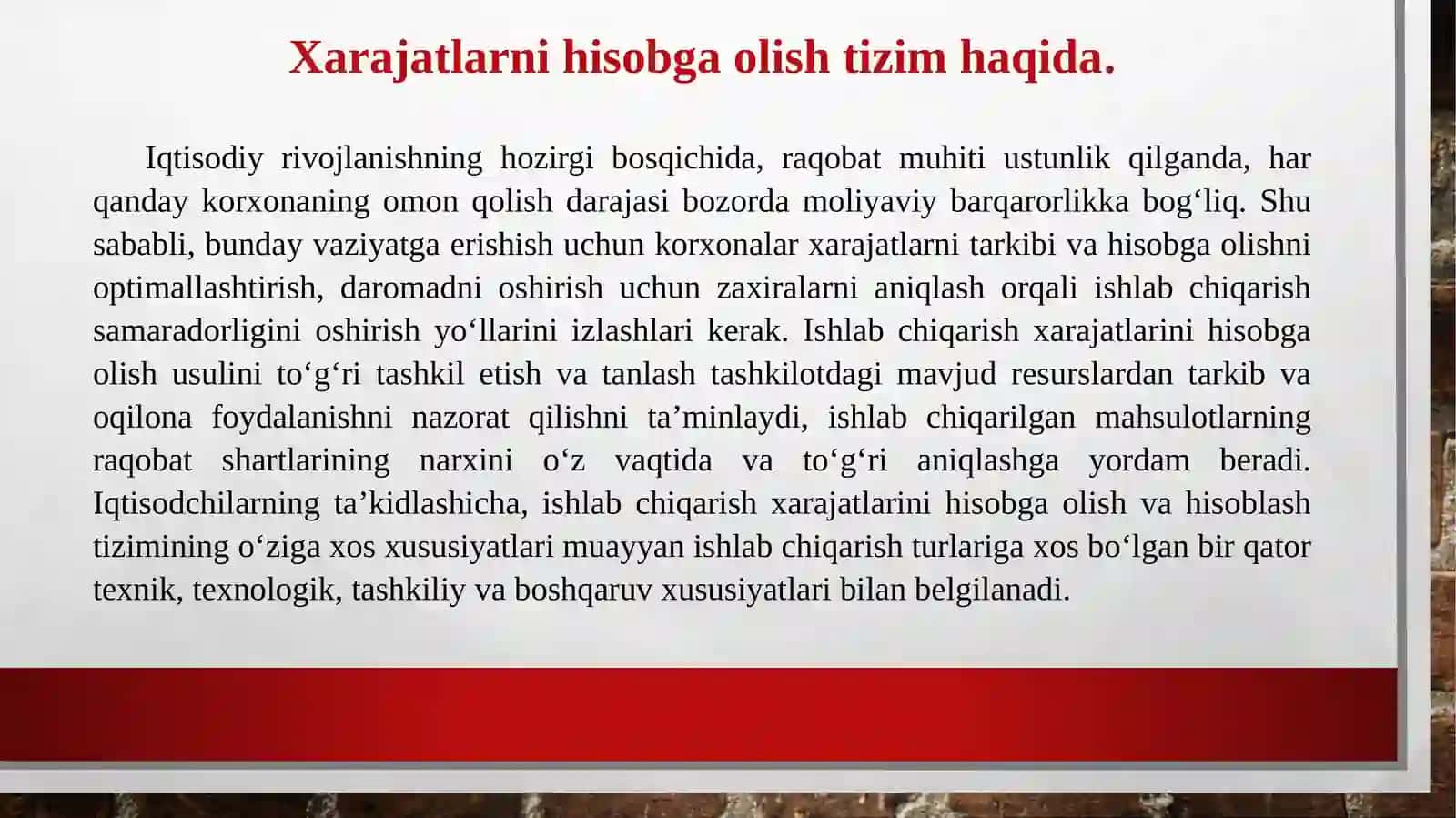 Xarajatlarni hisobga olishtirish tizimi 3