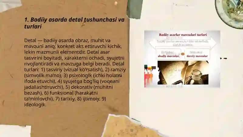 Badiiy asarda detall mavzusi boyicha taqdimot tayyorlash 3