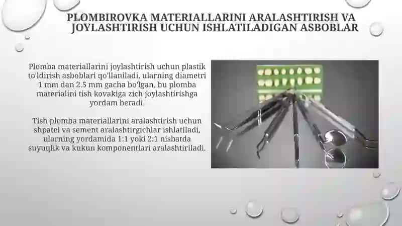 Plombirovka materiallarini aralashtirish va joylashtirish uchun ishlatiladigan asboblar 3