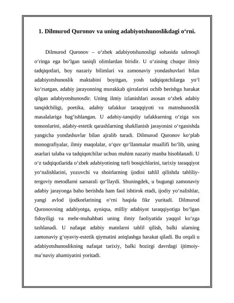 Dilmurod Quronovning,,Cho‘lpon poetikasi‘‘ asarini o‘qib o‘rganish 3
