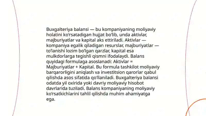 Buxgalteriya balansi haqida tushuncha, uning tuzilishi, mazmuni va ahamiyati 3
