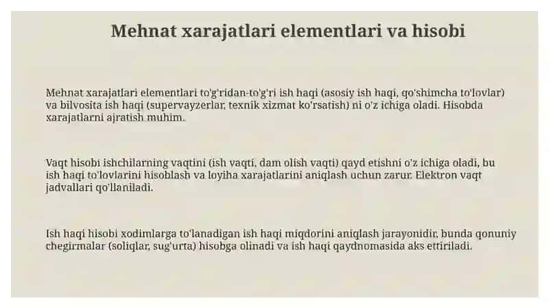 Mehnat xarajatlari hisobi 3