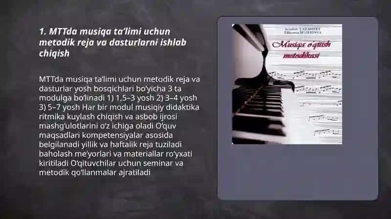 MTTda musiqiy ta’lim berish metodikasi bo’yicha ishlarni tashkil etish 3
