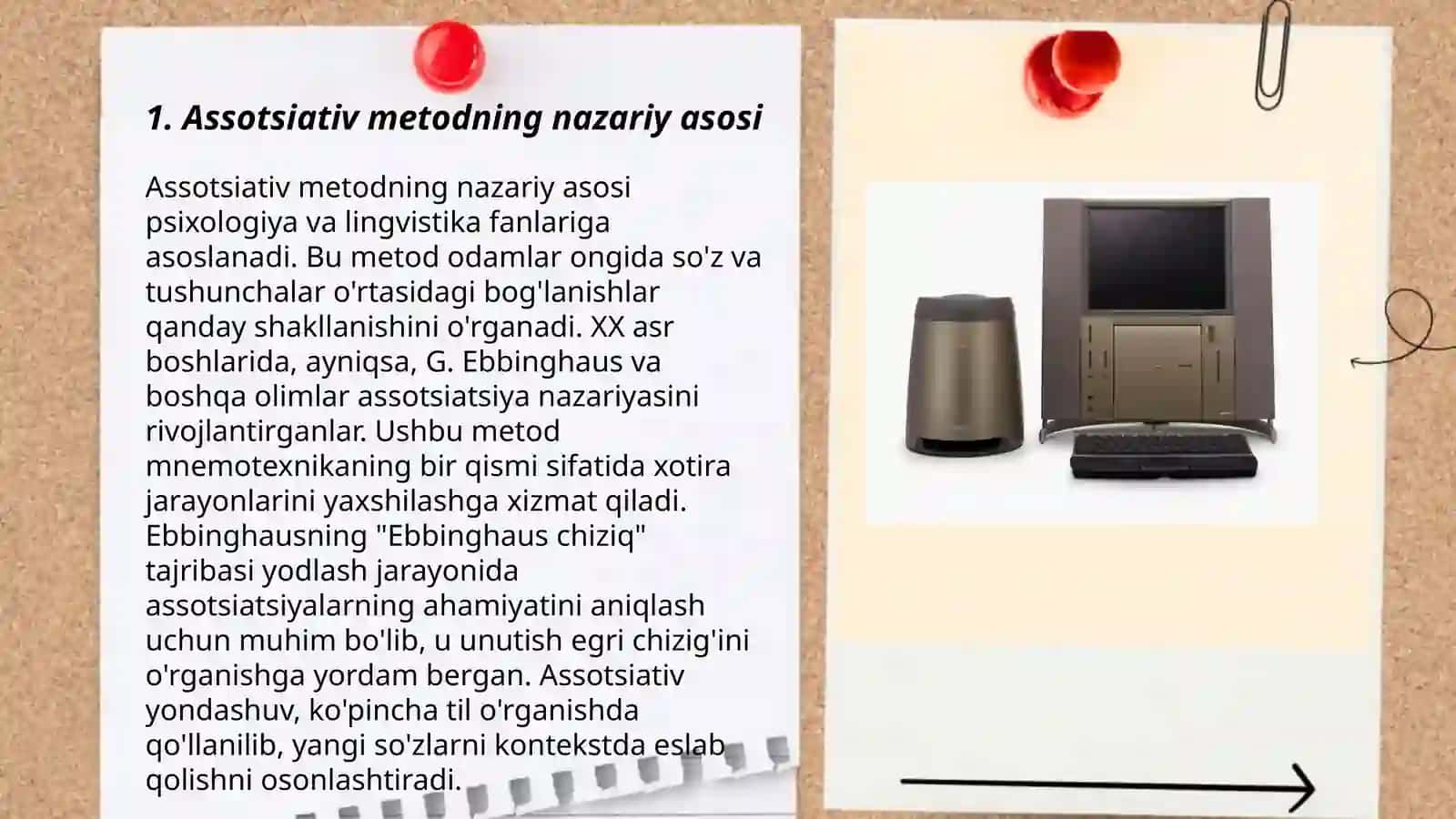 Assotsiativ metod hikoyani, tarixini yoki jumlalarni metodikalarning asosi sifatida 3