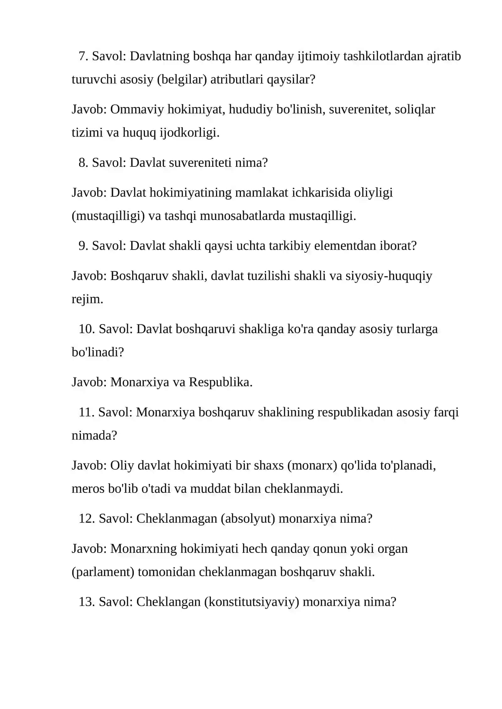 Mavzulashtirilgan To'liq Konspekt varianti (100–150 ta savol)Davlat nazariyasi va mohiyati Huquq normalari va manbalari Konstitutsiyaviy tuzum asoslari  Inson huquqlari va sud-huquq tizimi 3