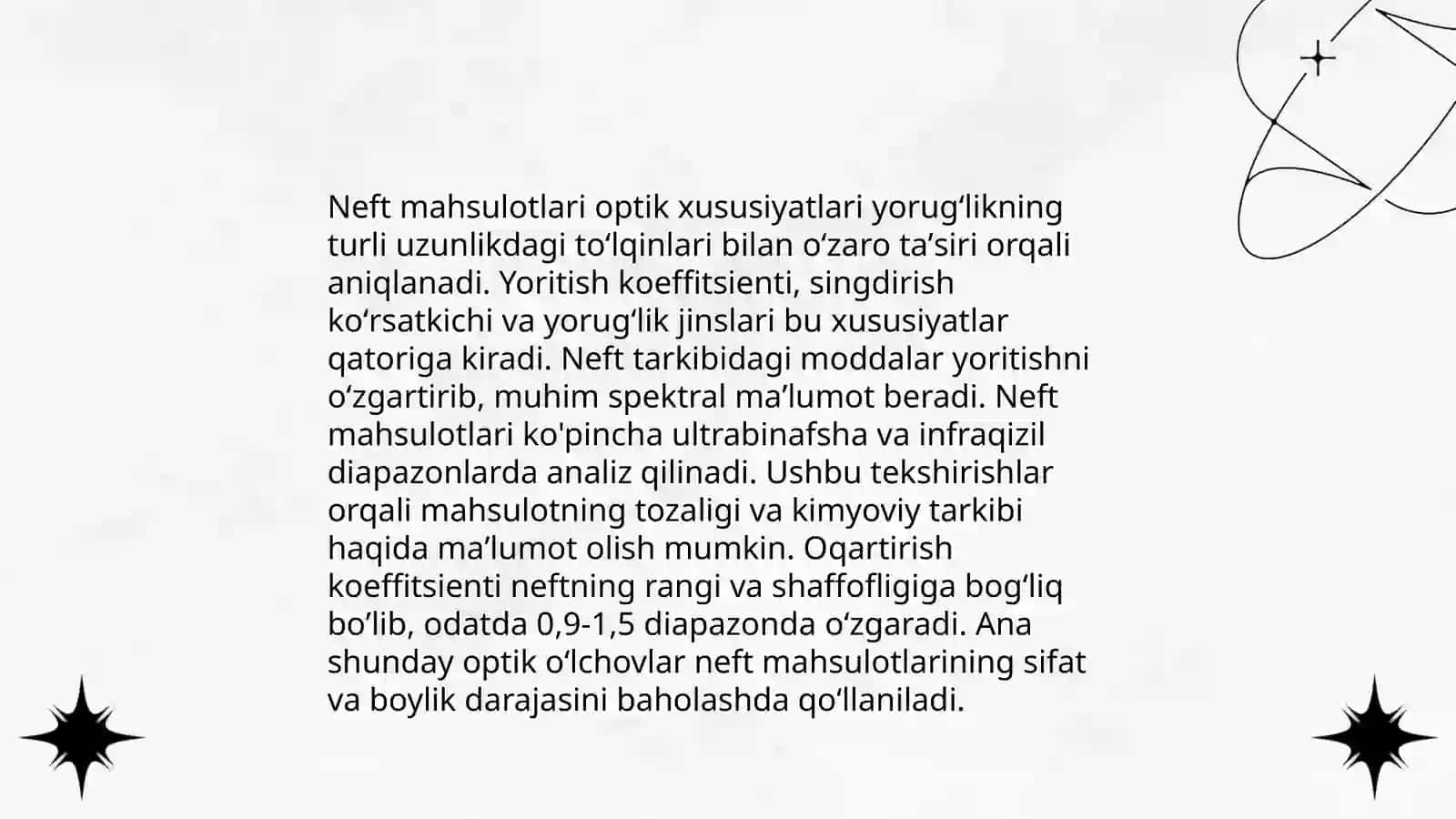 Neft maxsulotlarining sindirish ko'rsatkichi va optik faolligini aniqlash 3