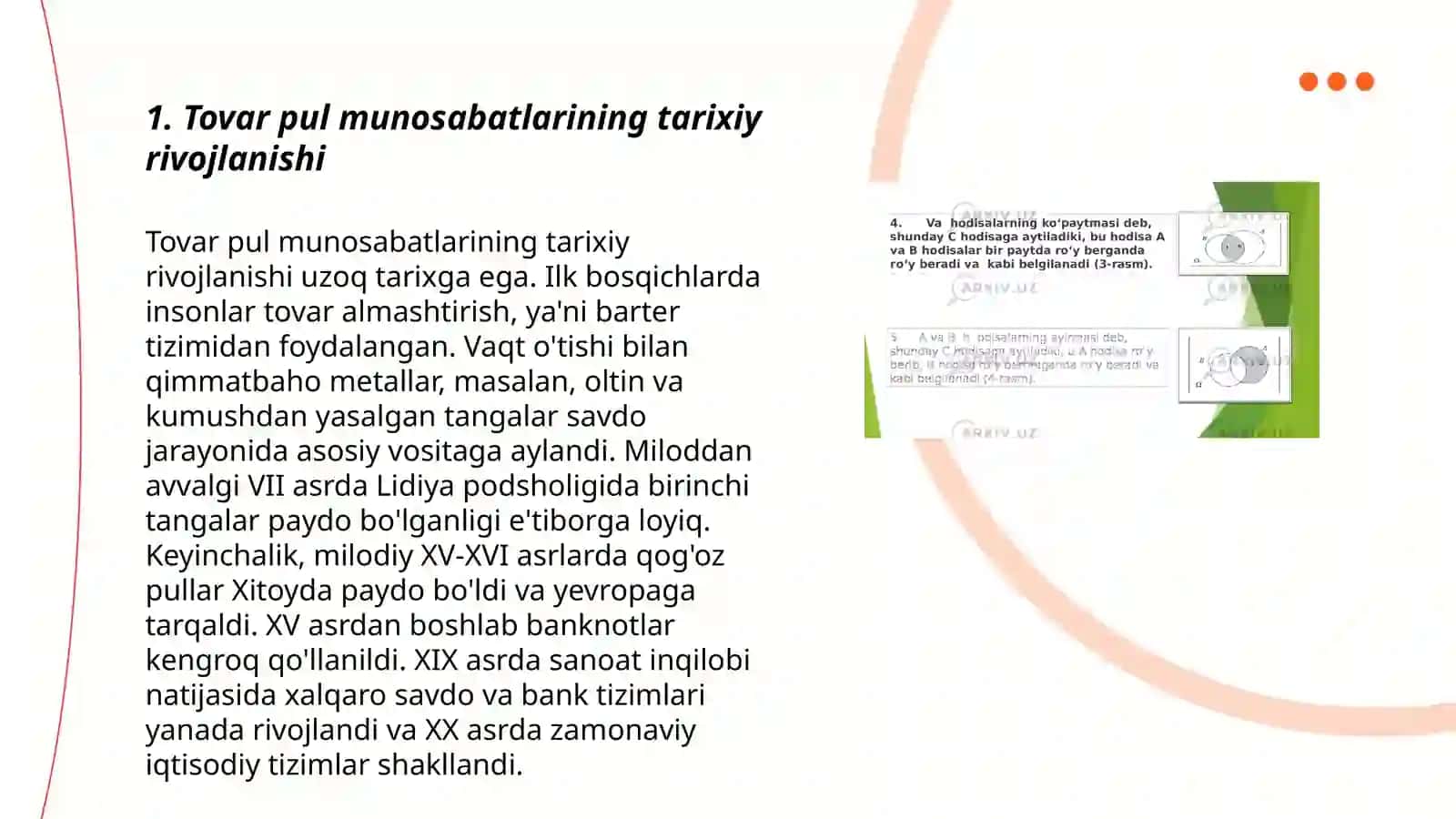 Tovar pul munosabatlari rivojlanishi bozor iqtisodiyotini shakllanishi va amal qilishi 3