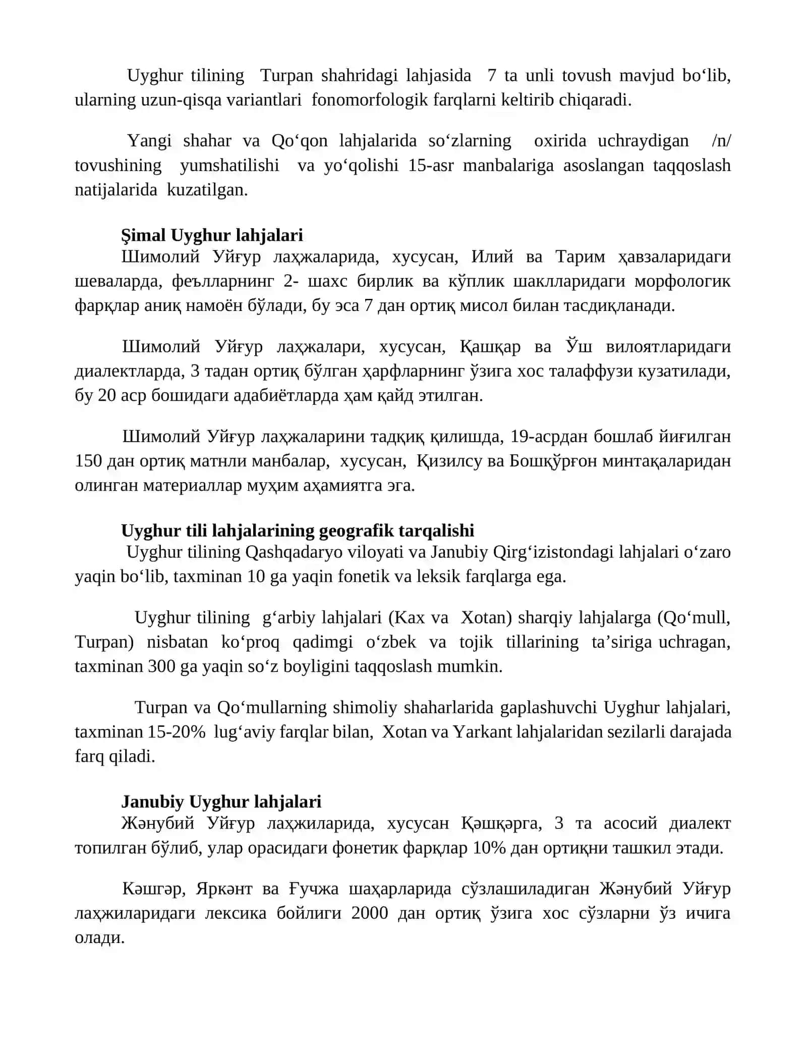 Uyg'ur tilidagi shevalar va dialektlar 3
