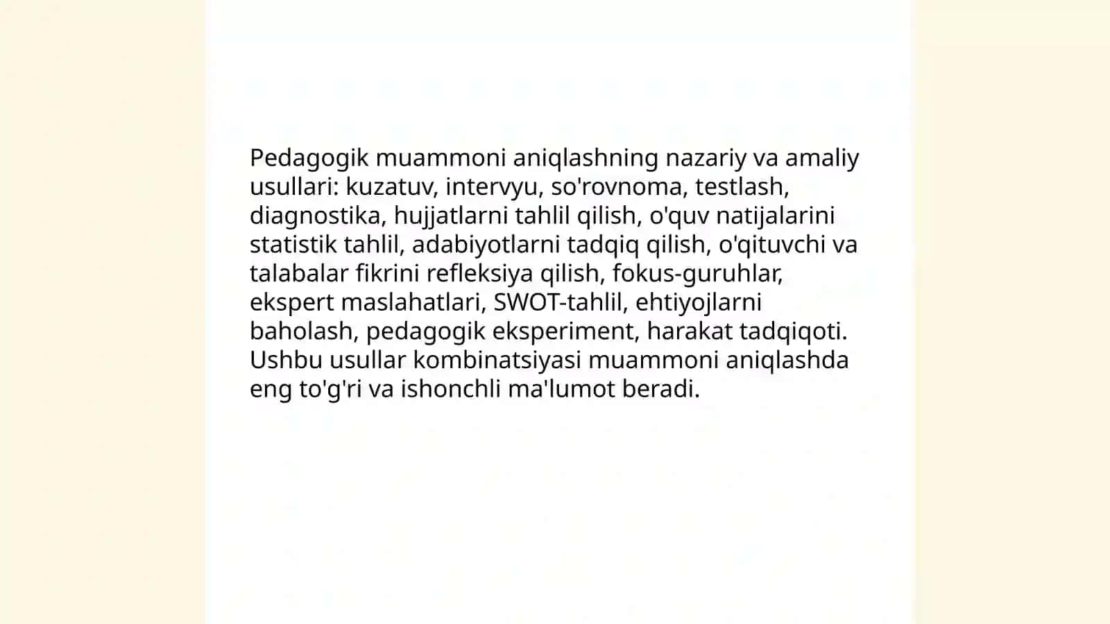 Pedagogik muammoni tanlash va pedagogik tadqiqot mavzularini shakllantirish 3
