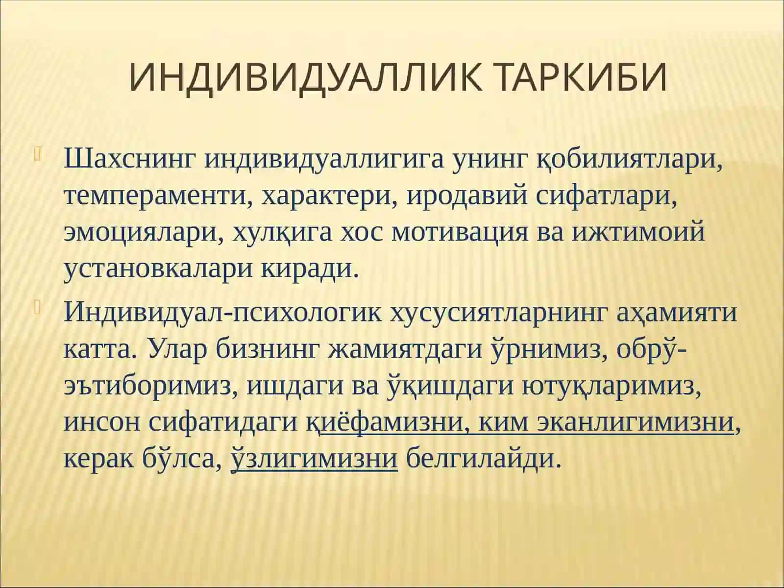 "UMUMIY PSIXALOGIYA" FANIDAN YARATGAN SLAYDLARI 3