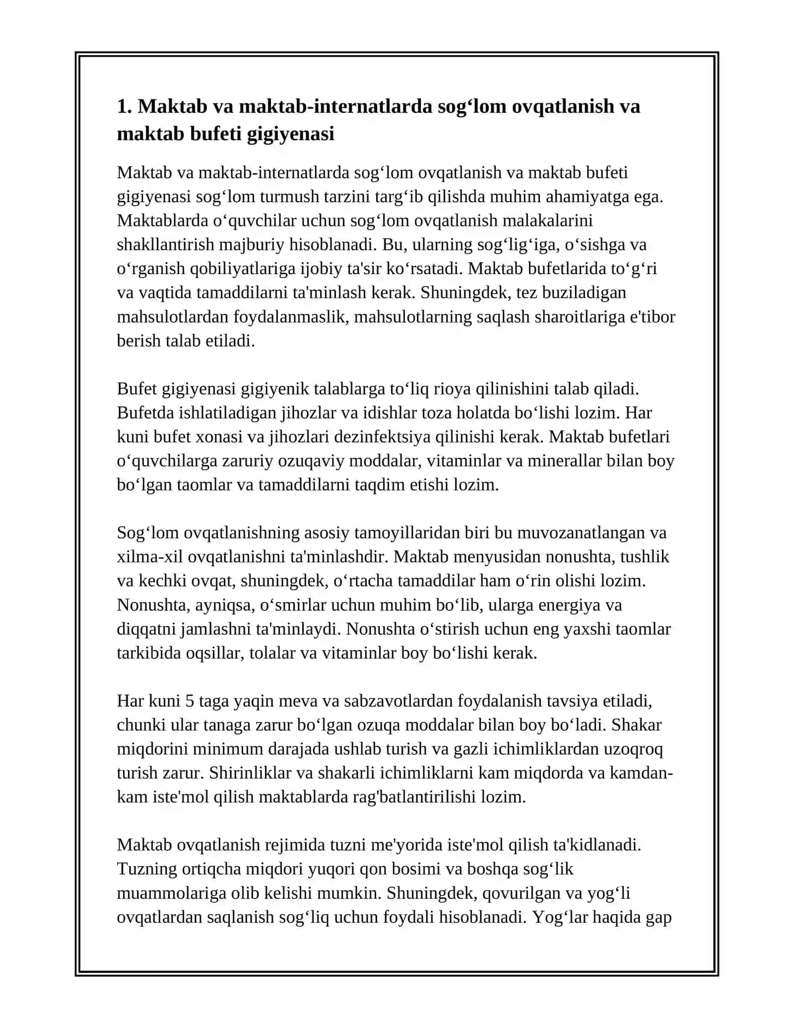 MAKTAB VA MAKTAB-INTERNATLARDA SOG‘LOM TURMUSH TARZINI TARG‘IB QILISH VA GIGIYENIK TALABLAR 3