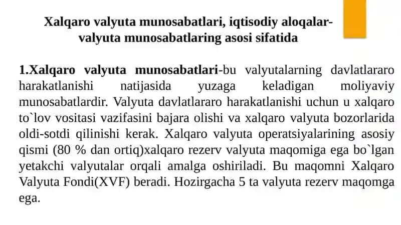 VALYUTA TIZIMI VA UNING ASOSIY ELEMENTLARI 3