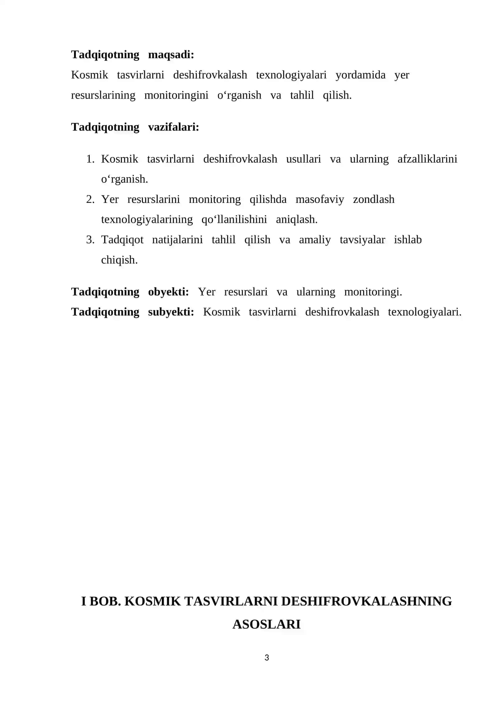 KOSMIK TASVIRLARNI DESHIFROVKALASH MATERIALLARI ORQALI YER RESURSLARINI MONITORING QILISH 3