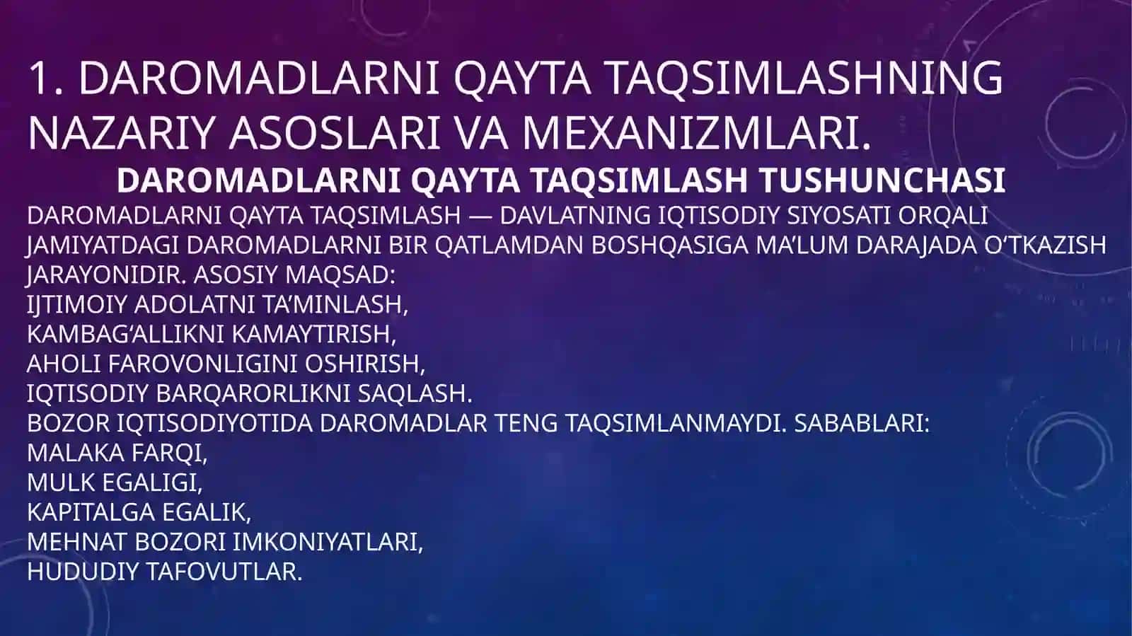 DAROMADLARNI QAYTA TAQSIMLASH, BOYLIK VA IQTISODIY SIYOSAT 3