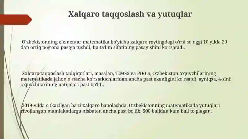 Boshlangʻich sinf matematika darslarida DTS tahlili 3