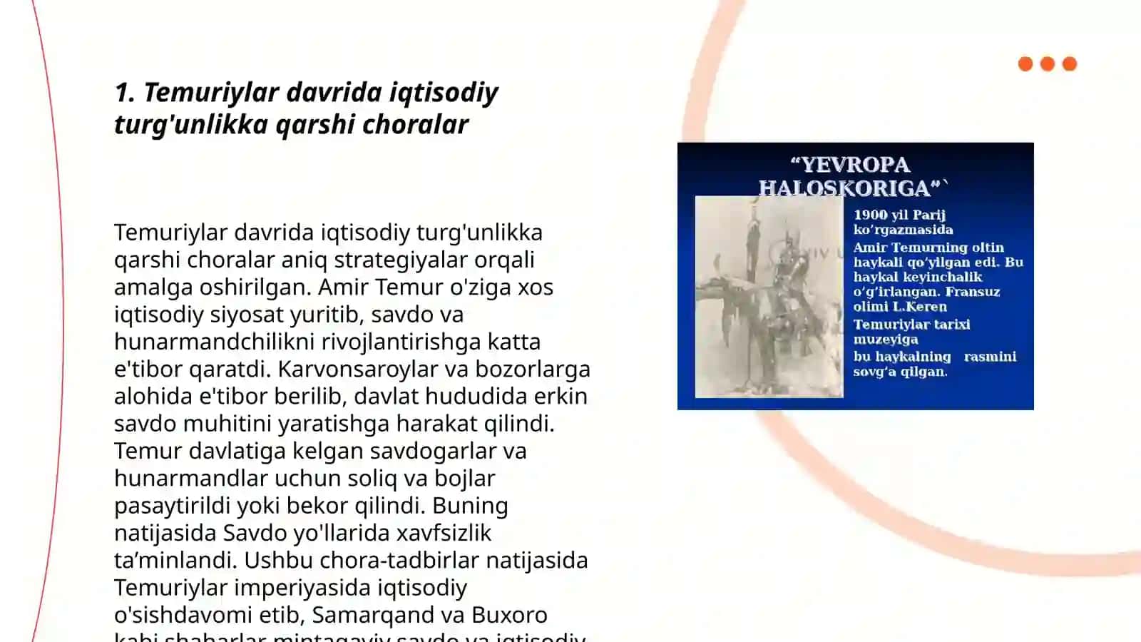 Temur va temuriylar davridagi iqtisodiy siyosatning xozirgi davridagi ahamiyati 3