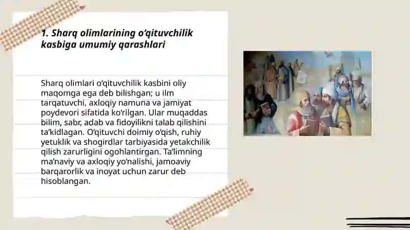 Sharq mamlakati allomalarining o‘qituvchilik kasbiga oid ilk qarashlari 3