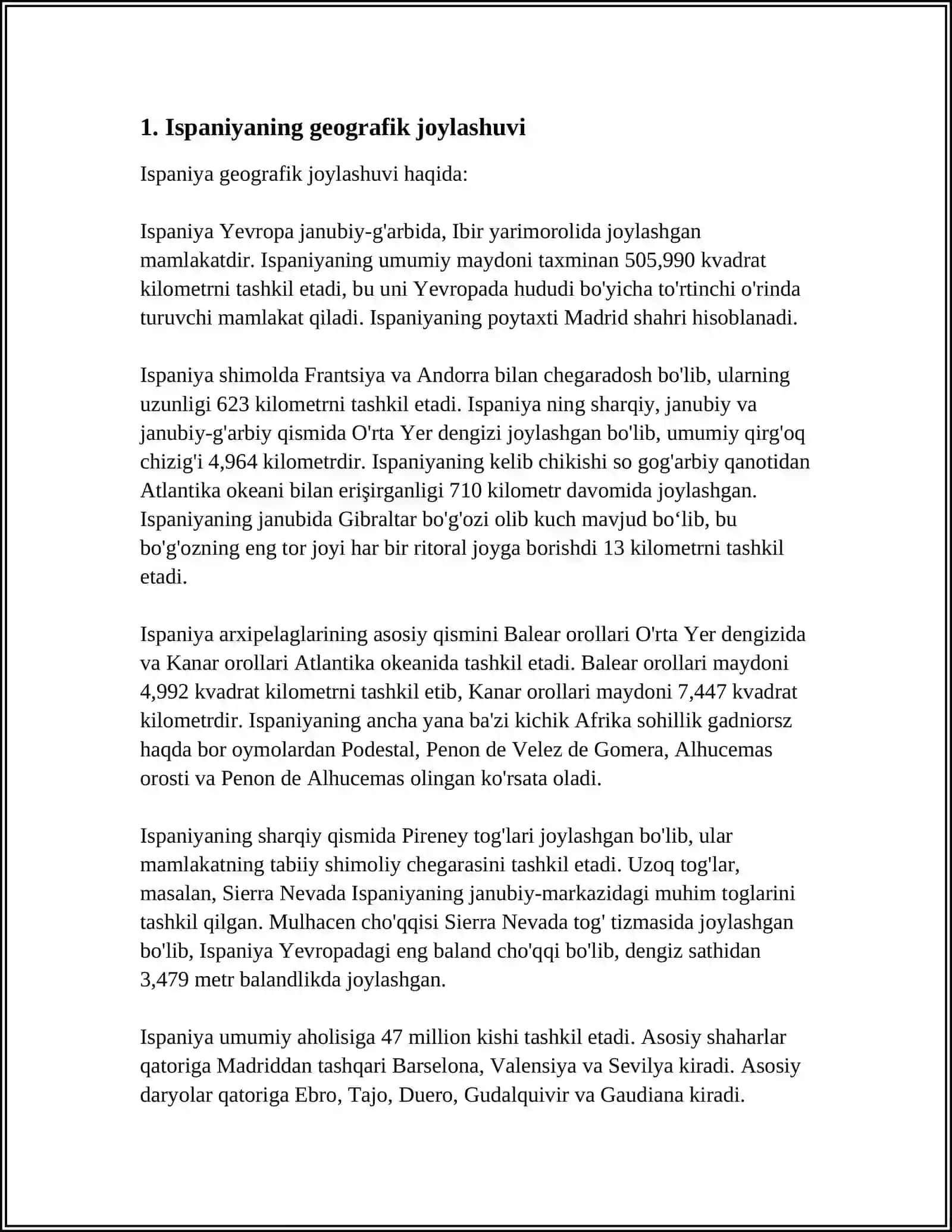 ISPANIYA DAVLATIGA GEOGRAFIK TAVSIF 3