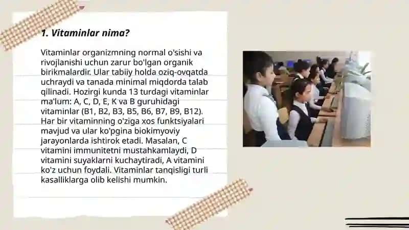 Vitaminlar A B1 B6 B12 maktabgacha tayyorlov guruhi uchun 3