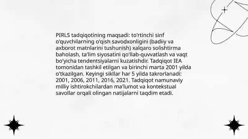 PIRLS tadqiqotlari haqida umumiy maʼlumot 3