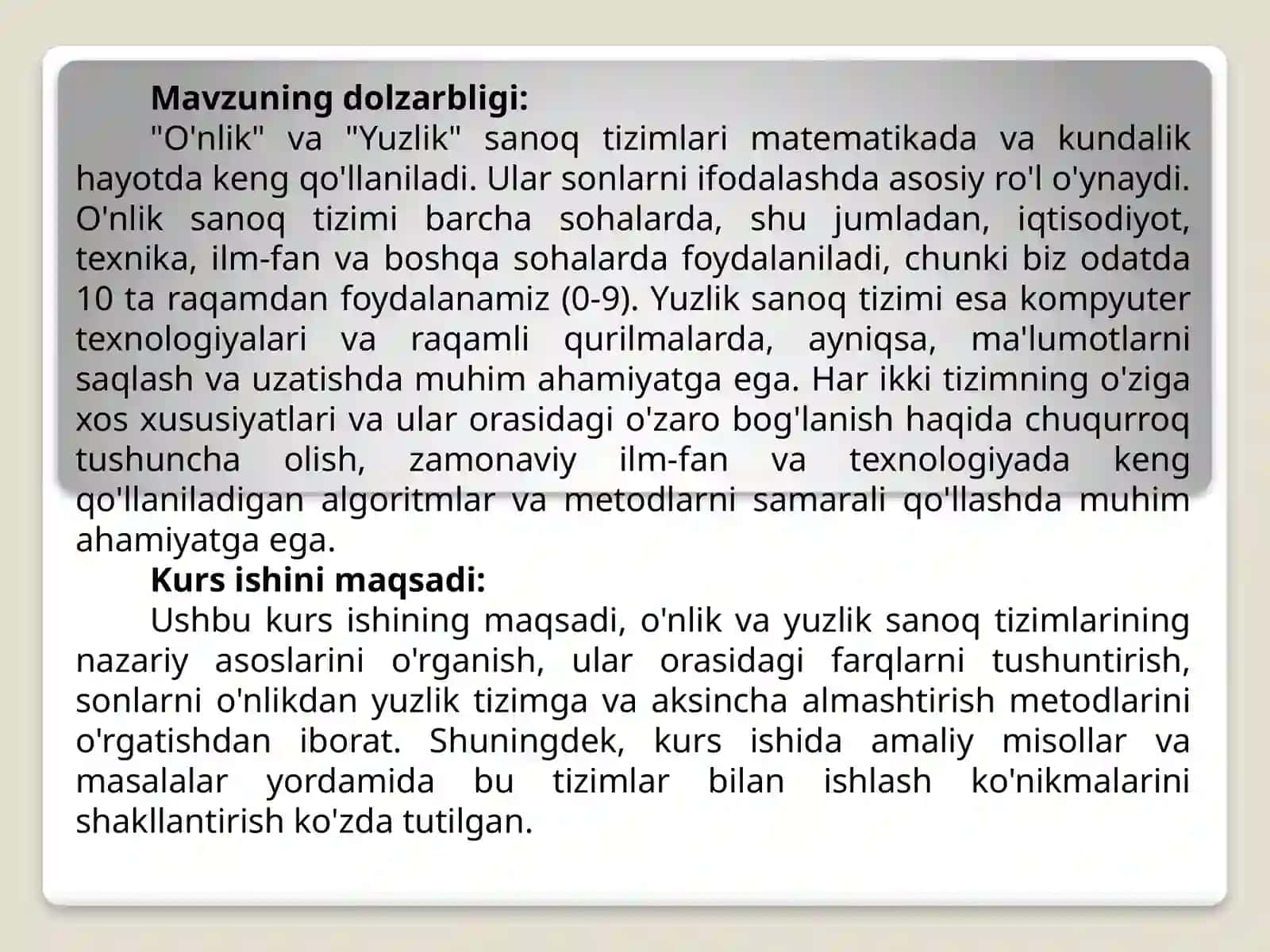 “O'nlik” va “Yuzlik” mavzusida misol va masalalar yechishni o'rgatish metodikasi 3