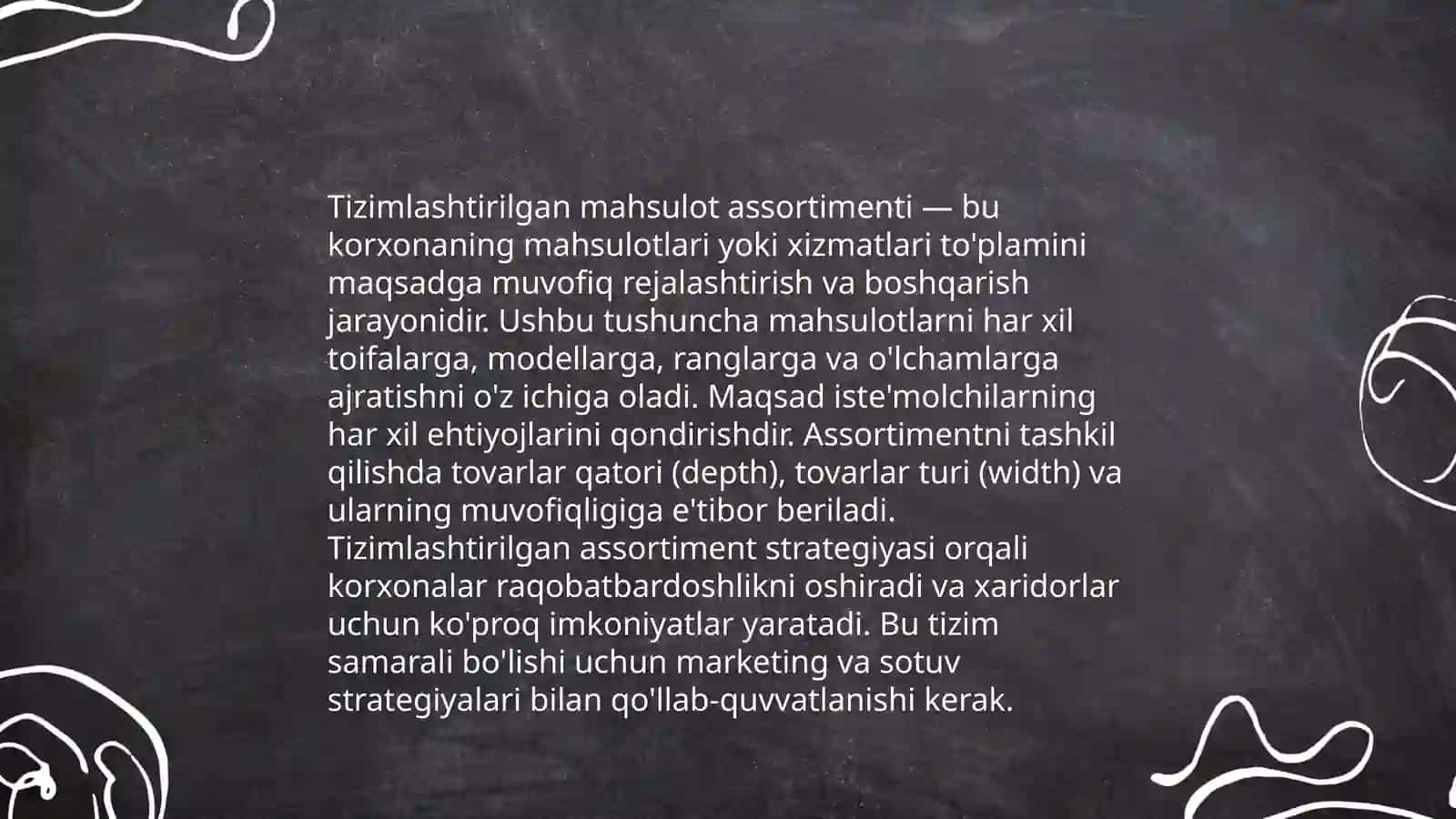 Tizimlashtirilgan mahsulot assortimenti 3