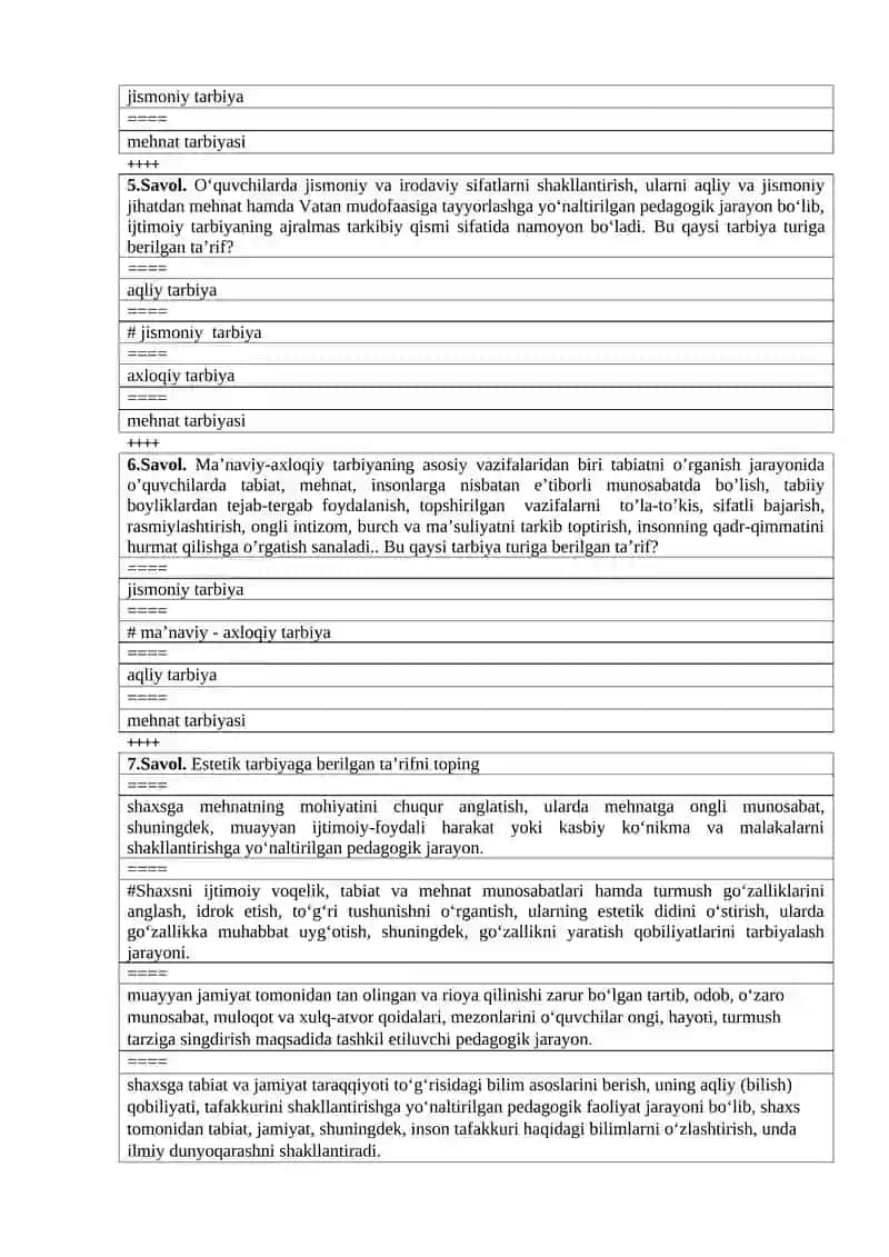 BIOLOGIYA O’QITISH METODIKASI FANIDAN YAKUNIY NAZORAT TEST SAVOLLARI 3