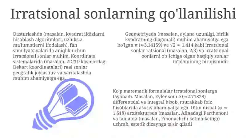 Irratsional sonlar. Haqiqiy sonlar 3