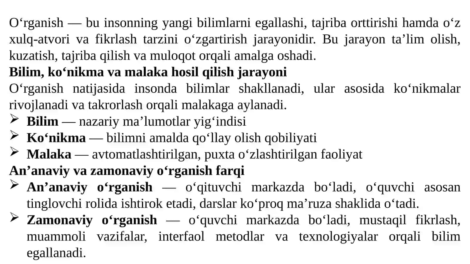 O'rganishning zamonaviy konsepsiyalari va pedagogik texnalogiya turlari. 3