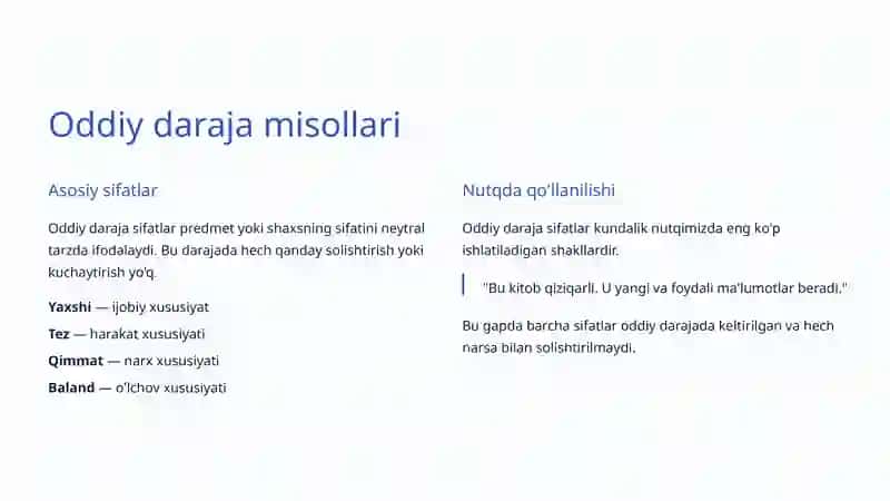 Sifatning Qiyosiy va Orttirma Darajalari 3