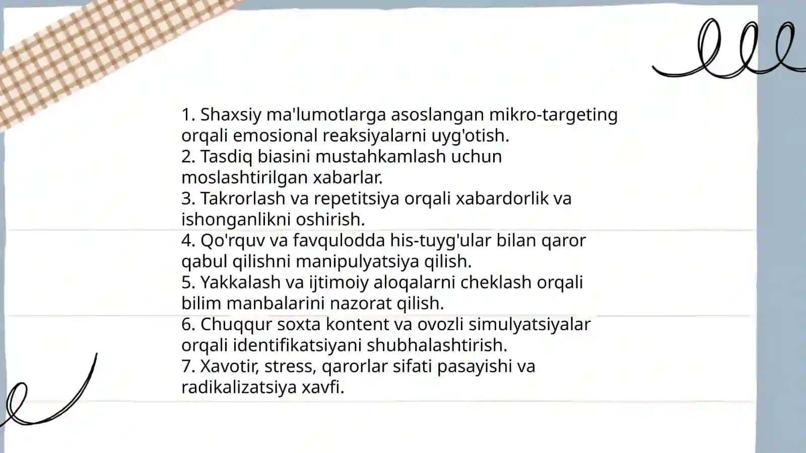 Shaxsga yo'naltirilgan axborot: psixologik, diniy va madaniy tahdidlar 3