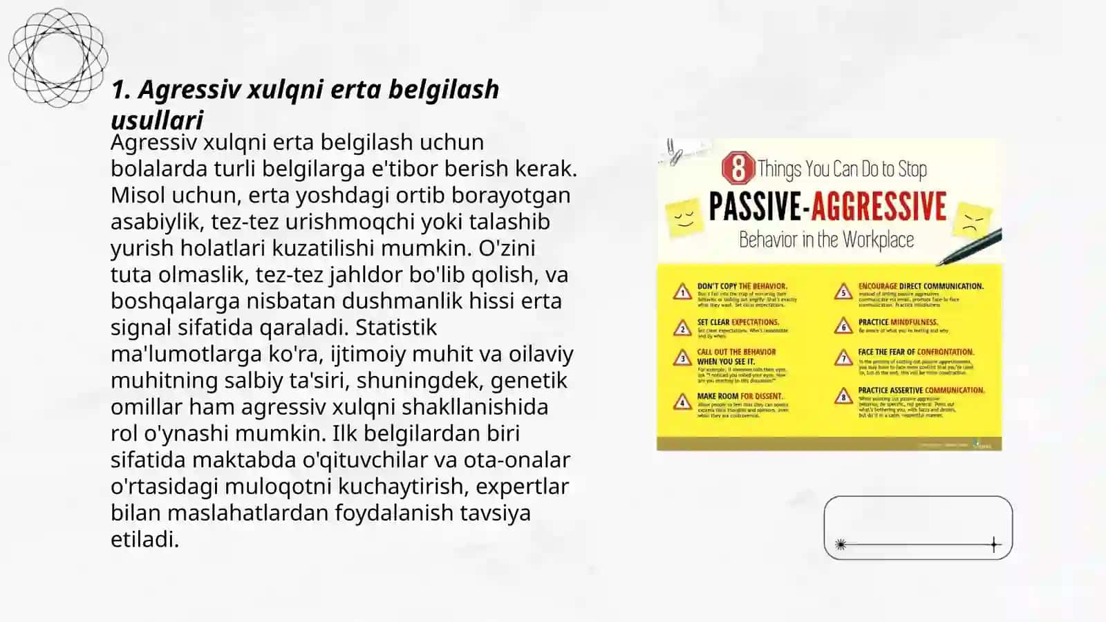 Agressiv xulqni oldini olish usullari va vositalari 3