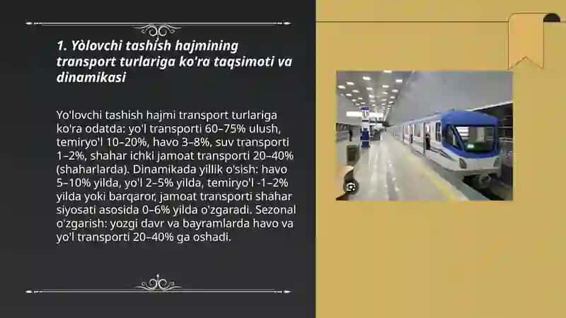 Yòlovchi tashish hajmi va dinamikasini tahlili 3