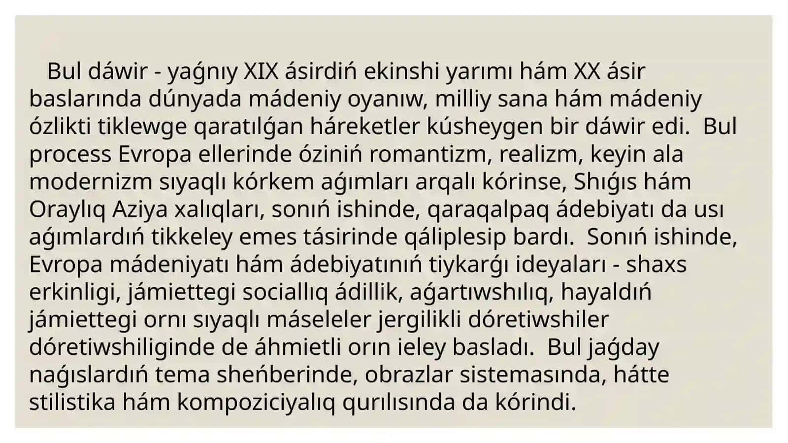XIX ásir XX ásir baslarındaǵı naǵıslarda Evropa naǵıslarınıń tásiri 3