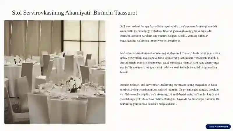 Bayram va Tadbir Stol Servirovkasini Tashkil Etish San'ati 3